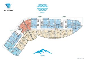 2-комнатная квартира 80 м² с ремонтом и видом на море и город в ЖК «Алмаз», г. Ялта